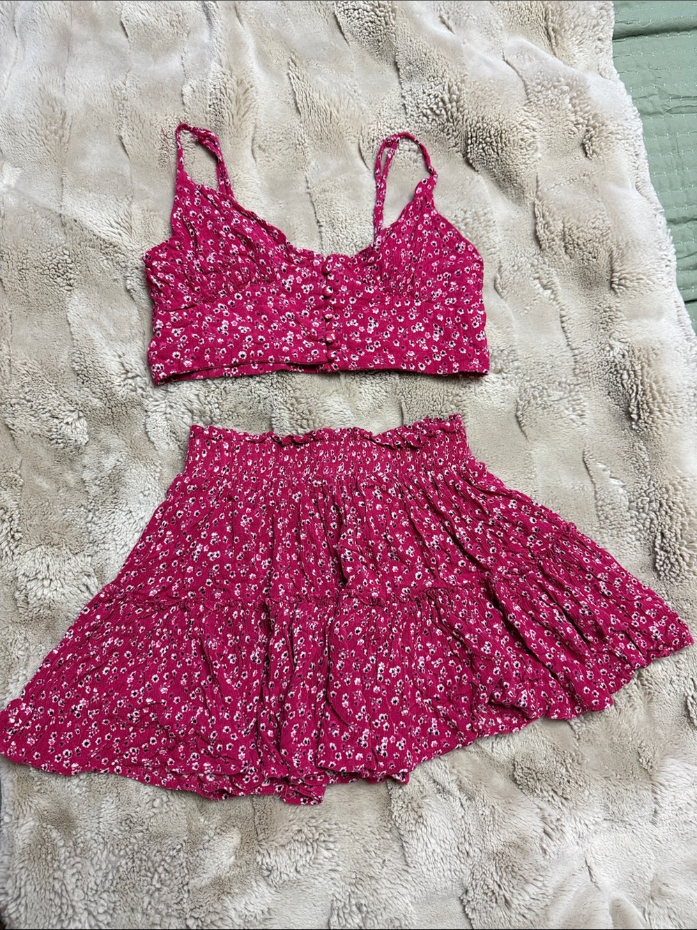 Princess Polly Hot Pink Floral Tiered Mini Skirt Set